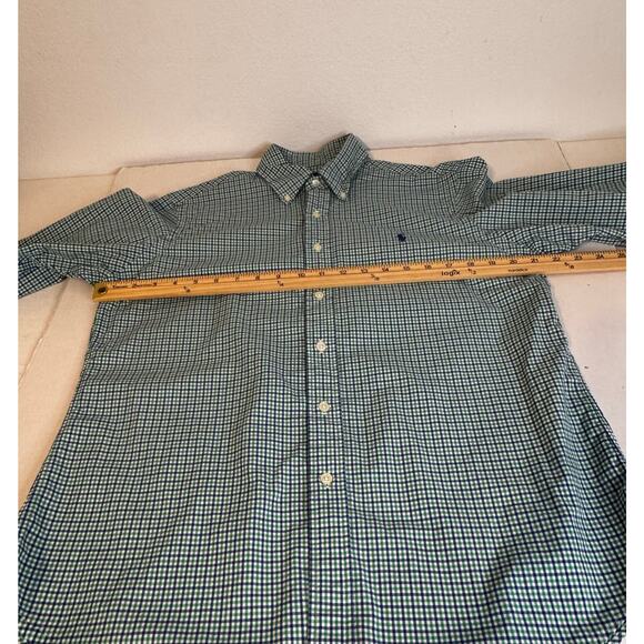 Polo Ralph Lauren Men's Button-down Shirt Green Blue Plaid Medium - Picture 6 of 8